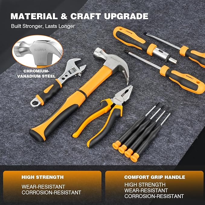 Upgradd 180 Piece Tool Set - Tool Box with 8V Cordless Drill, Hand Drill Set for Men & Women, Home Tool Kit with Hand Tools for House Repair, DIYers, Homeowners & Handymen