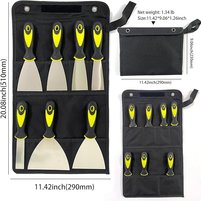 7-Piece Putty Knife Set, 1" 1.5" 2" 2.5" 3" 4" 5" Stainless Steel Paint Scraper Set for Drywall Repairing and Clearing, Wallpaper Removal, Putty Applying Adhesive, Plaster Scraping