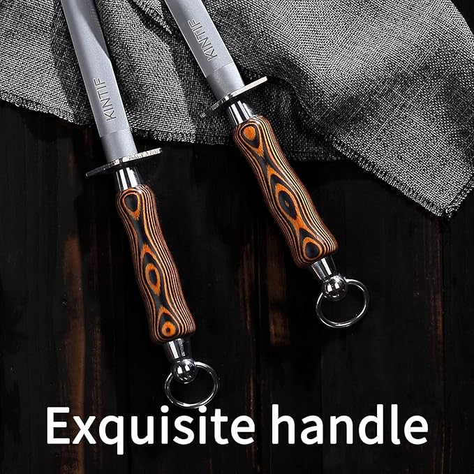 Sharpening Steel 10 inch Professional Knife Sharpener Honing Rod, Fine Lines, High hardness, Flat Knife Honing Steel