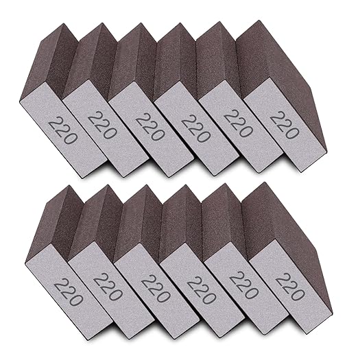 12Pcs Sanding Sponge 220 Grit Fine Sanding Blocks for Drywall Metal Wood Washable and Reusable
