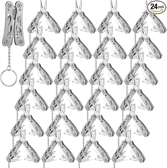 Lasnten 24 Pcs Small Multitool Pliers, Christmas Gifts for Men Stainless Steel Small Multitool Mini Pliers Foldable Knife, Bottle Opener, Screwdriver Apply to Survival, Camping, Dad Gifts (Grey)