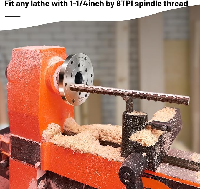 4" Wood Lathe Steel Faceplate,Faceplate for Wood Lathe,Lathe Face Plate Fit for 1-1/4" x 8TPI Spindle