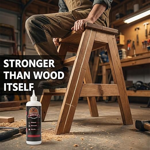 Wood Glue, Strong Glue for Woodworking, Waterproof Clear Wood Glue for Furniture Heavy Duty, Interior & Exterior Furniture Glue for Crafts, Baseboard, Cabinets, Door (500g)