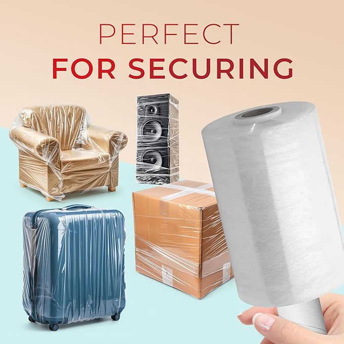 Shrink Wrap Roll for Moving | 80 Gauge 5" x 1000 FT Plastic Wraps for Packing | Clear Stretch Film for Pallets, Furniture, Boxes & Storage Protection - 1 Pack