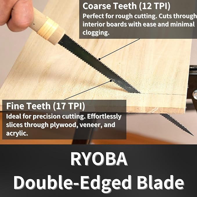 Japanese Pull Saw Woodworking Small Keyhole Saw 7-7/8" Made in JAPAN, Ryoba Double-Edge Handsaw for Wood, Plywood, Drywall, Sheetrock, Gypsum Board, Plasterboard, Wood Handle