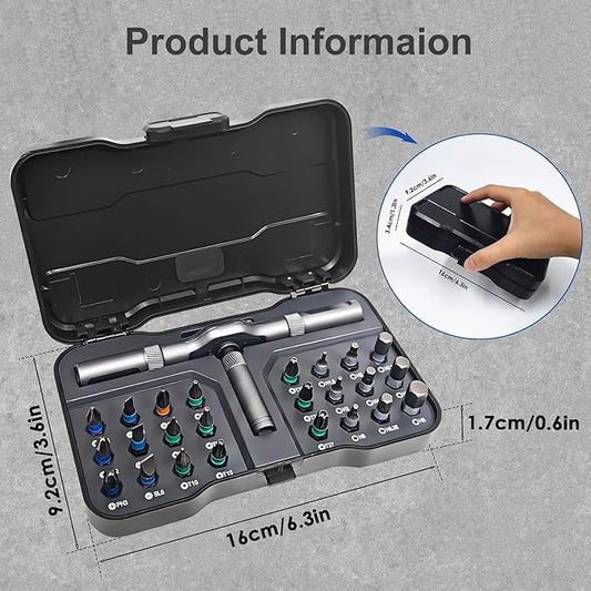 2026 upgraded 24 in 1 Magnetic Ratchet Screwdriver Set, Magnetic DIY Multi Bit Ratcheting Screwdriver Set, Removable Self-Assembly Portable Repair Tool gadgets kit for Furniture Computer Bicycle
