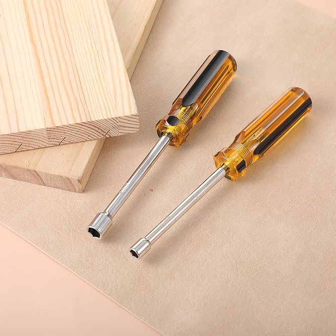 2 PCS Hex Nut Driver, 6mm and 8mm Nut Drivers 1/4??Socket Screwdriver Magnetic Socket Wrench Screwdriver with Non-Slip Handle Professional Nuts Drivers for Garage & Daily Repair