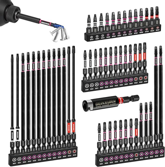 52pcs Impact #1#2#3 Phillipes Screwdriver Bits Set, 1??2??3??6??(PH1/PH2/PH3) Magnetic S2 Steel Cross Driver Bits Set and 1pc Impact Bit Holder with Color Coded Base
