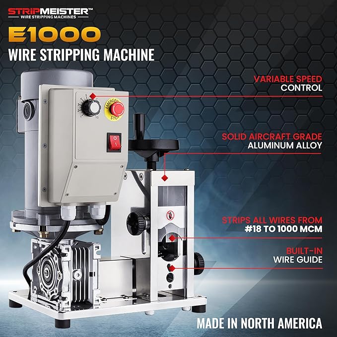 Automatic Wire Stripping Machine ??StripMeister E1000 Electric Heavy?멏uty Wire Stripper for Copper & Aluminum Cables up to 1??/4?? Industrial?멒rade, Jam?멑ree Design