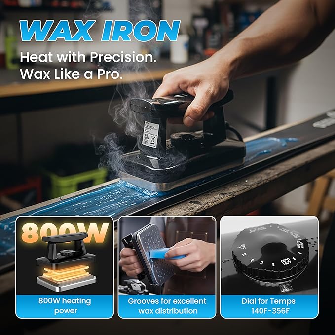 Professional Ski & Snowboard Wax Kit - All-in-One Basic Waxing & Tuning Set with Adjustable Wax Iron, All Temperature Wax, Edge Tuner, Base Cleaner, Brush, Scraper, P-tex, Tuning Stone & Storage Bag