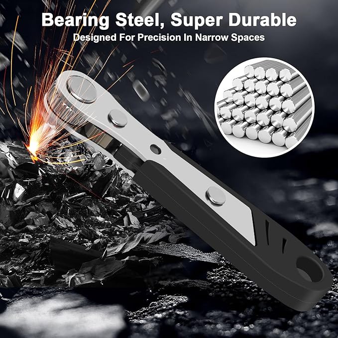 10-In-1 Angled Ratchet Screwdriver Set竊?0 Degree Right Angle, Angled and Offset Screwdrivers for Tight Spaces. Practical, Multifunctional, Professional Mini Ratchet Set