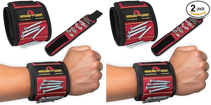 MagnoGrip Magnetic Wristband for Holding Screws, Nails, Drill Bits - Cool Gifts for Men - Super Strong Magnets - Great DIY Gifts for Christmas, Dad, Husband, Handyman, Handy Woman, Craft Enthusiasts