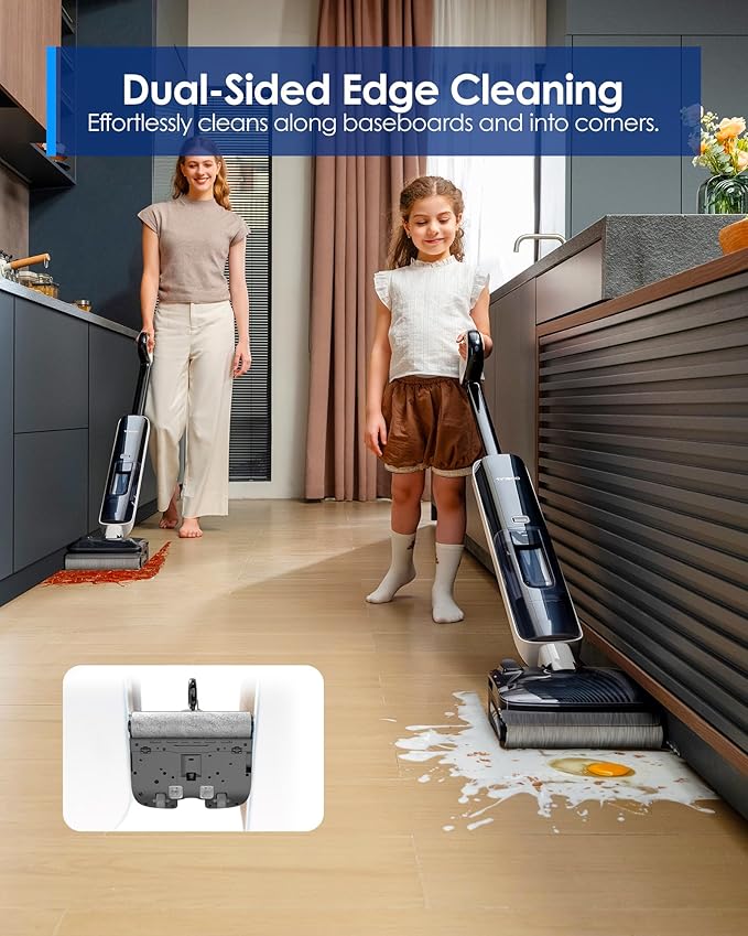 Tineco Floor ONE S6 Master Wet Dry Vacuum Cleaner, 20kPa Suction Vacuum Mop with Dual-Edge Cleaning, 45 Min Runtime (Quite Mode), 185째F Flashdry, 4inch Ultra-Slim