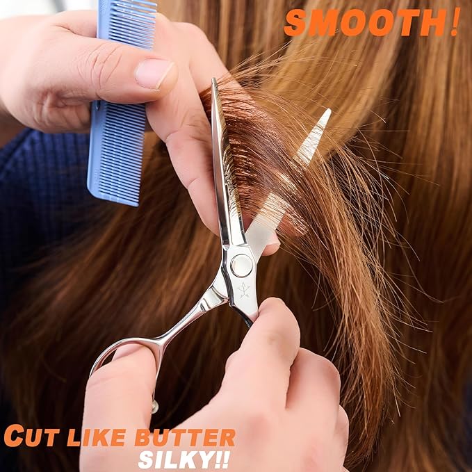 High-end Professional Extremely Very Sharp Barber Hair Cutting Scissors Hairdresser Shears For Hair 6 Inch Haircut Scissor Made Of Stainless Steel For Hairdressing Salon and Home Use