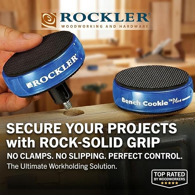 Rockler Work Bench Cookies Plus Work Grippers (4 Pack) ??Rockler Bench Cookies Protect Workpiece from Scratches and Benchtop Debris - Woodworking Kit for Most Average-Sized Panels