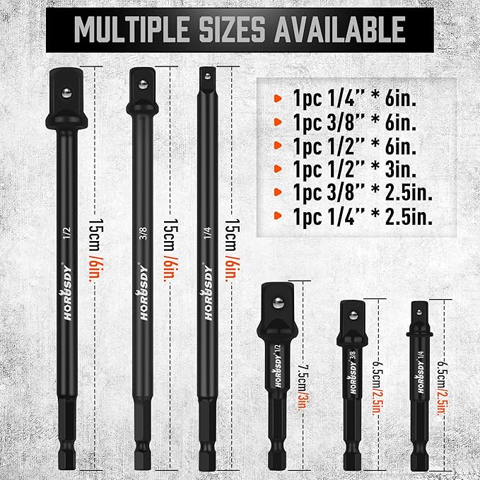 HORUSDY Impact Drill Socket Adapter Set and Universal Joints Socket Set 9-Piece 1/4" 3/8" and 1/2" Driver Socket Adapter, Power Drill