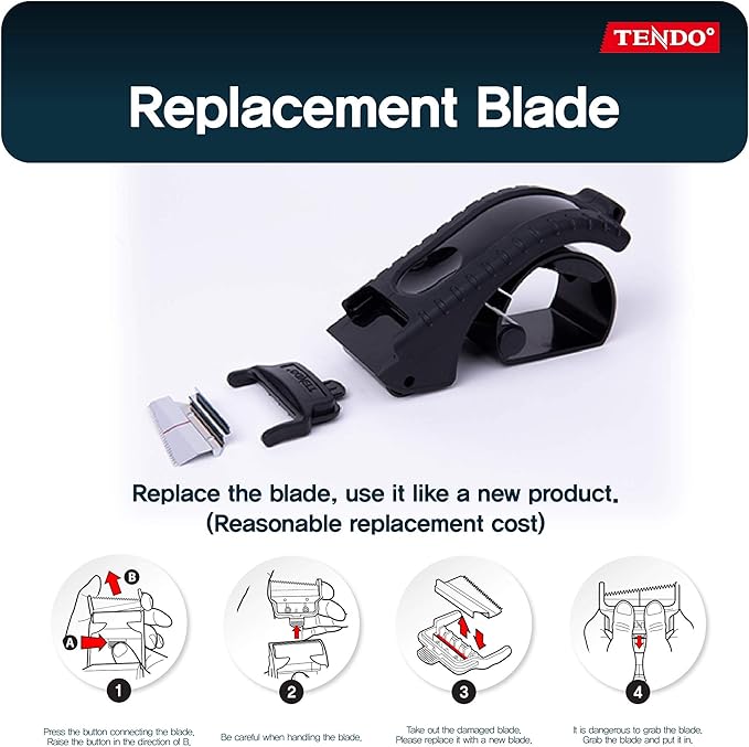 Heavy Duty Shipping Tape Dispenser: TENDO째 Essential Line ??Reusable, Replaceable, Eco-Friendly 2?쇺?Master Piece Dispenser with Patented 10째 Sloped Chromium Blades - P-1200 (3th Gen.)_Black