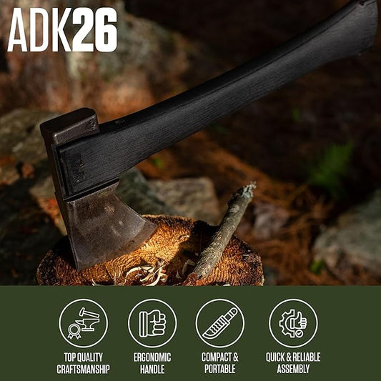 AGAWA ADK26 - Transforming Hatchet & Camping Axe - 2-in-1 Carbon Steel Log Splitter - Camping Gear for Hiking, Fishing, Hunting, Bushcraft, Survival Kit & Bug Out Bag
