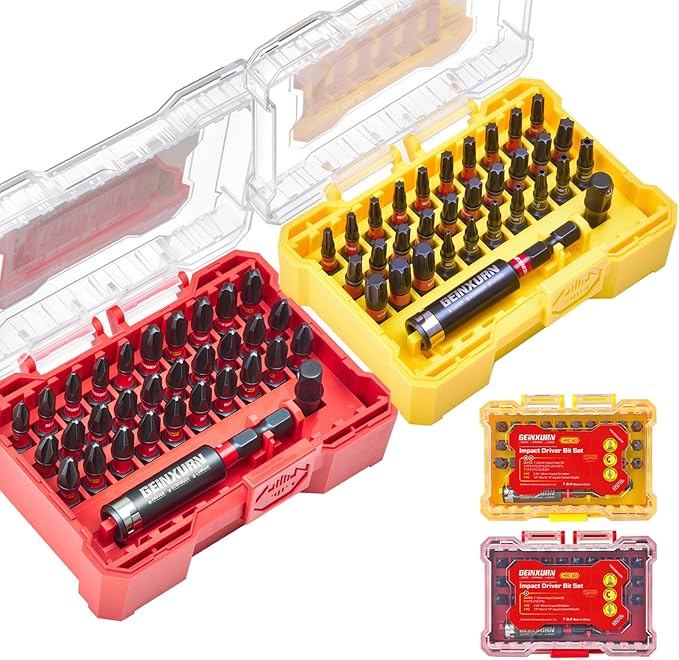 64Pieces Impact Screwdriver Bits Set, S2 Steel Magnetic Phillips/Security Torx/Torx Muliti Insert Bits Tips Set with Impact Bit Holder and 1/4?쒾ocket Adapter(Storage Box Case)