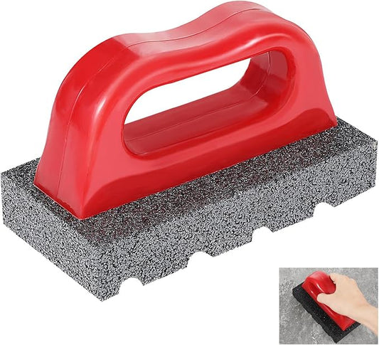 Red Rub Brick with Handle, Fluted 20-Grit Carbofrax Surface Concrete Tools Masonry Tools Smoothing Cleaning Removing Marks Tool (1 Pcs)