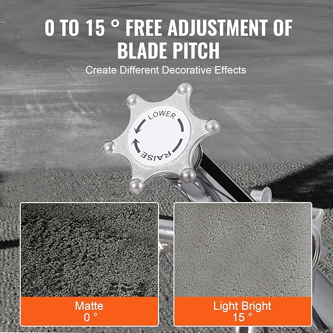 VEVOR Power Trowel, 24??Walk-Behind Cement Trowel with Float Pan, 6HP Gas-Powered Smooth Concrete Surface Finisher, Heavy Duty Commercial Screed Concrete Cement with Finishing Blade