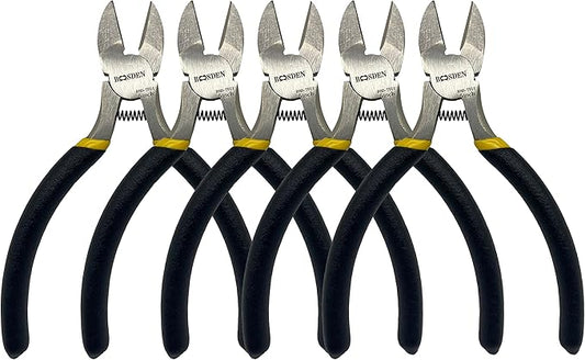BOOSDEN 5" Diagonal Cutters,5 Pack Wire Cutters,DIY Cutting Pliers,Spring Loaded Side Cutters, Wire Snips for Jewelry Making and Wire Cutting