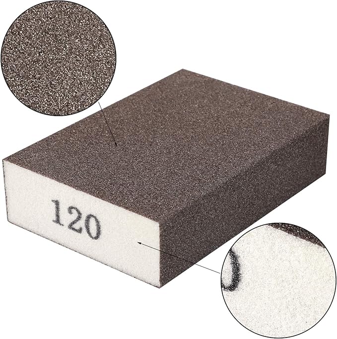 6Pcs Sanding Sponge 80 Grit Sanding Block Washable and Reusable for Wood, Metal, Wall Polish