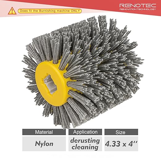 Nylon Bristle Drum, #60, Scale and Rust Stripping, 4.33" x 4", 110x100mm, for Burnishing Polishing Machine