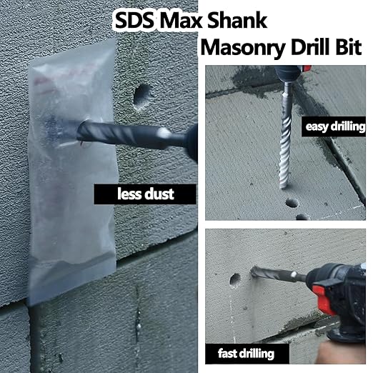 1-3/8 x 13 x 18 inch SDS Max Rotary Hammer Drill Bit, 35x460mm Carbide Tip Masonry Drill Bit,Concrete Drill Bit for Masonry, Brick, Stone, Concrete Length :460mm / 18 inch, 35mm (1-3/8 in) Diameter