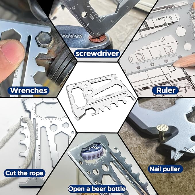 40-in-1 Credit Card Multitool ??TSA Compliant EDC Tool Card, Slim Pocket Survival Wallet Tool(Silver, Single)