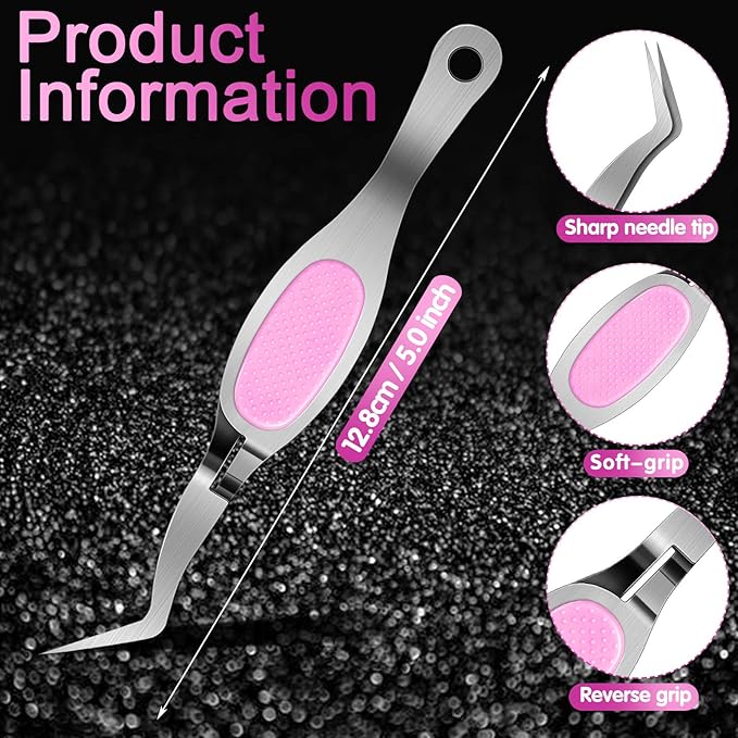 Honoson 6 Pcs Reverse Craft Tweezers Crossing Lock Curved Tweezers for Crafting, Stainless Steel Soft Grip Precision Reverse Grip Tweezer Fine Tip Tweezer for Stickers DIY Jewelry Beading Nail