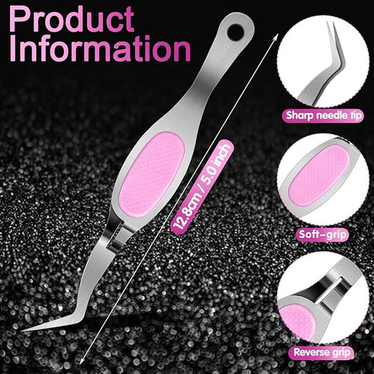 Honoson 6 Pcs Reverse Craft Tweezers Crossing Lock Curved Tweezers for Crafting, Stainless Steel Soft Grip Precision Reverse Grip Tweezer Fine Tip Tweezer for Stickers DIY Jewelry Beading Nail