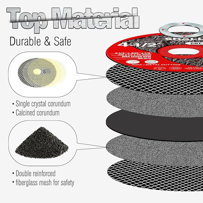 SHALL 50-Pack Cut Off Wheels 4 1/2 x 7/8 Inch, Cutting Wheel with Pouch for Angle Grinder, 4.5??Metal & Stainless Steel Fast Cutting Disc, Grinder Wheel for General Purpose Metal Cutting