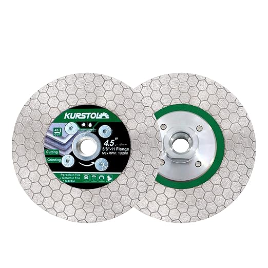 Tile Diamond Saw Blade - 2pcs 4.5"/115mm Dual-Purpose Diamond Cutting Disc,Angel Grinder Blade Arbor 5/8"-11 Thread for Cutting and Grinding Ceramic Tiles,Porcelain,Granite,Marble