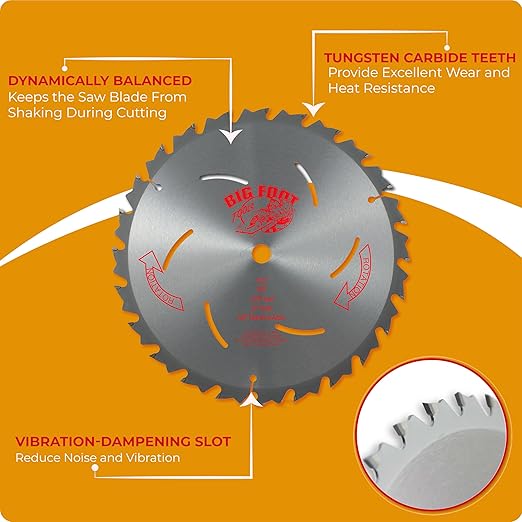 Big Foot 10 1/4 Circular Saw Blade 24 Tooth Carbide Tipped Circular Saw Blade - 10-1/4" Diameter - 5/8" Arbor