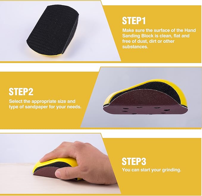 Sanding Block 3 PCS Hook and Loop Sanding Block and 1 PCS Mouse Sander 1 Pack Round and Mouse Sanding Block Set for Woodworking Furniture Making Arts Crafts