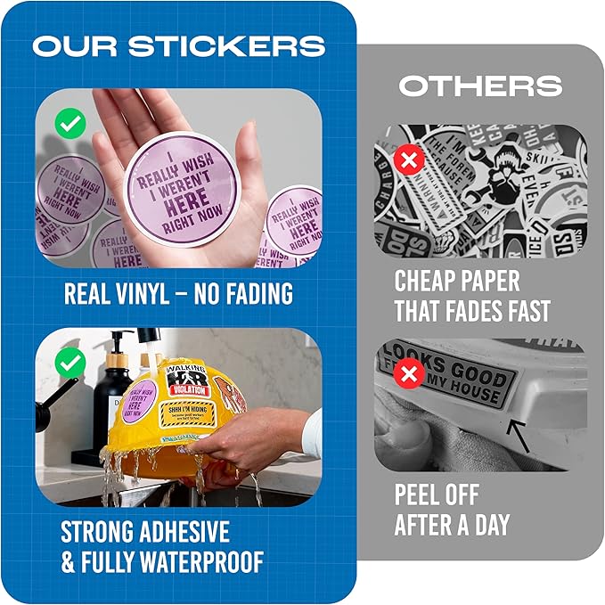 200 PCS Hard Hat Stickers for Adults (No Duplicates) Sarcastic, Meme, & Funny Stickers for Water Bottles, Toolbox, Helmet, & Hard Hat Accessories ??Ideal for All Blue Collar Workers