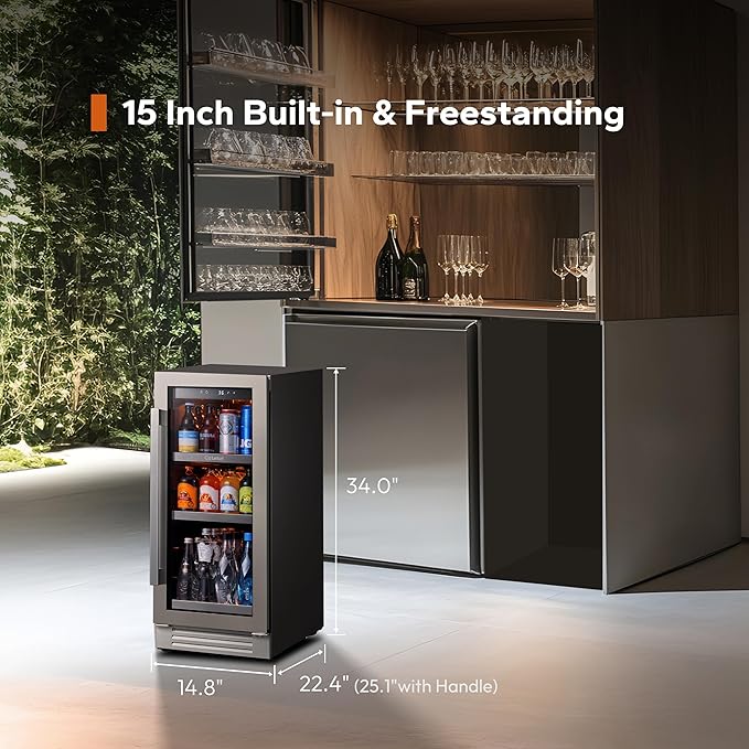 Ca'Lefort Beverage Refrigerator Cooler - 30 Inch 34-54째F Beverage Fridge Glass Door, Drink Fridge Glass Door 3 LED Beverage Cooler Built-in or Freestanding, Perfect for Home/Kitchen(6.0 Cu.ft)