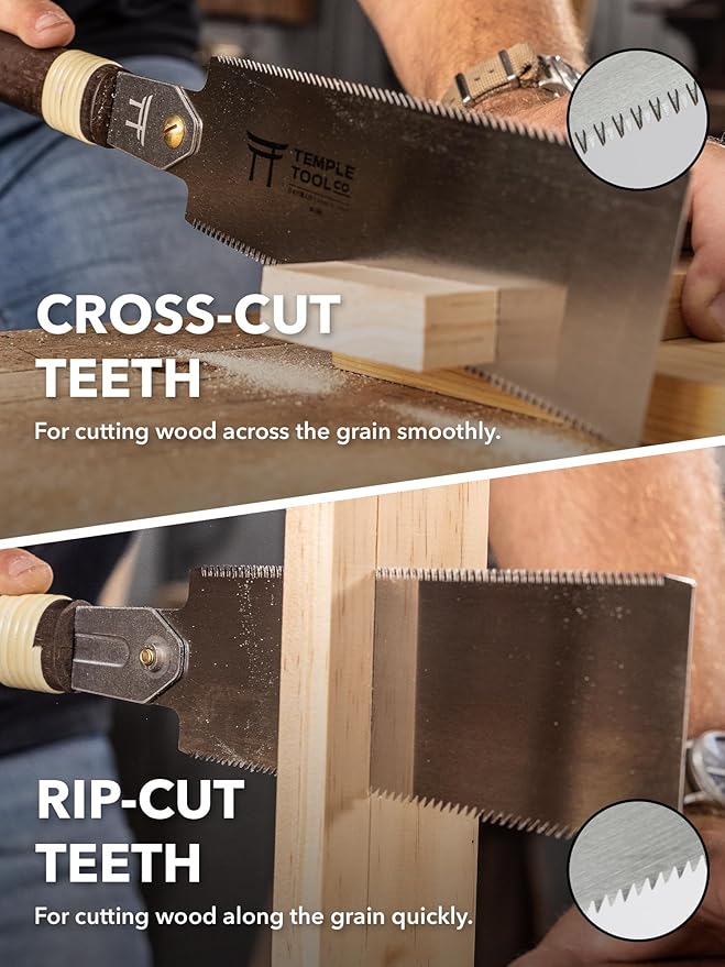 Japanese Pull Saw - 7 Ryoba Hand Saw with Rip-cut and Crosscut - for Dovetails, Tenons, Joinery, Cutting Boards to Length & Width- Temple Tool Co.
