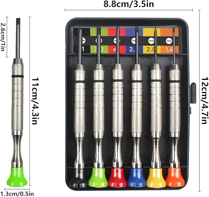 6Pcs Small Screwdriver Set -3pcs Flathead and 3pcs Phillips Micro Head Mini Screwdriver Set Precision CRV Eyeglasses Watches Electronics Computer Repair Kit Cool Gadgets Tool Gifts for Men