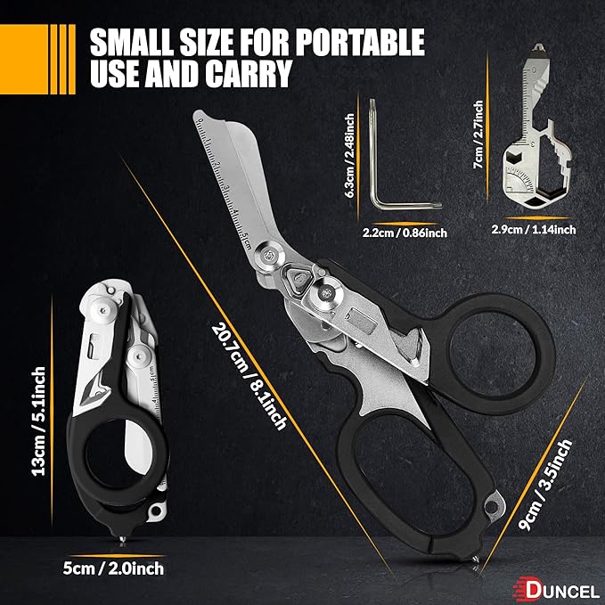 Pro 6-in-1 Multifunctional Trauma Shears Foldable - Stainless Steel Medical Scissors for Nurses - Raptor Trauma Shears with Glass Breaker - Surgical EMT Scissors for Nursing Students & Doctors