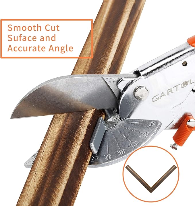GARTOL Miter Shears- Multifunctional Trunking Shears for Angular Cutting of Moulding and Trim, Adjustable at 45 to 135 Degree, Hand Tools for Cutting Soft Wood, Plastic, PVC, with Replacement Blades