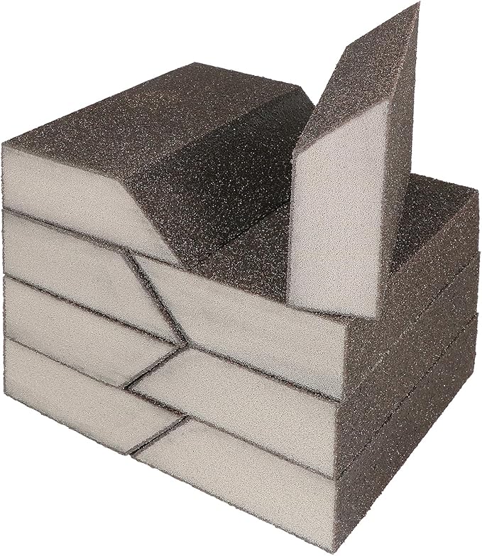 60 Grit Angled Sanding Blocks, Jamiikury Coarse Sponge Sand Block Washable and Reusable, Wet & Dry Sandpaper Block for Wood Metal Drywall and Furniture Paint - Pack of 8