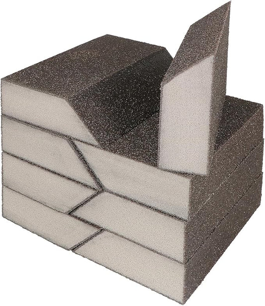 60 Grit Angled Sanding Blocks, Jamiikury Coarse Sponge Sand Block Washable and Reusable, Wet & Dry Sandpaper Block for Wood Metal Drywall and Furniture Paint - Pack of 8