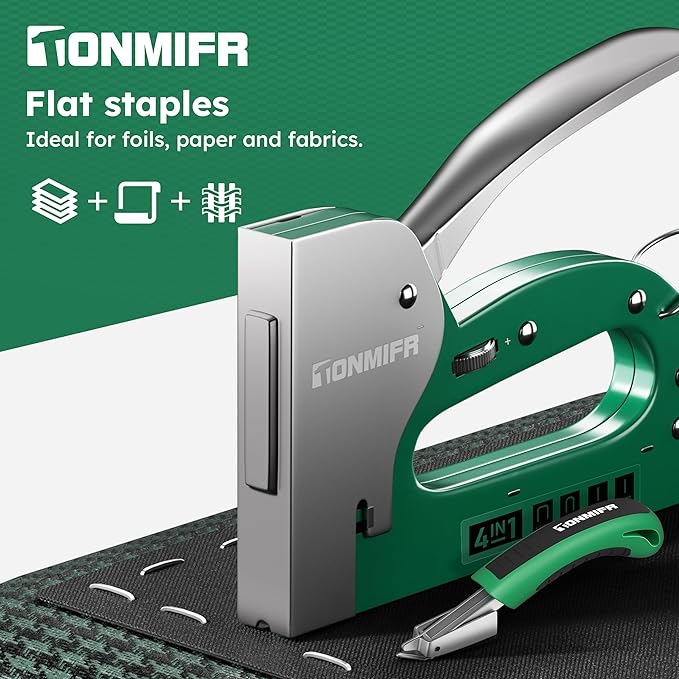Tonmifr Heavy Duty 4 in 1 Staple Gun Larger Size, Effortless Operation - 1080째 Force Adjustment, Stapler Gun for Upholstery, Carpentry, Wood, Fabric, Furniture, Wall & DIY with Remover & 4000 Staples