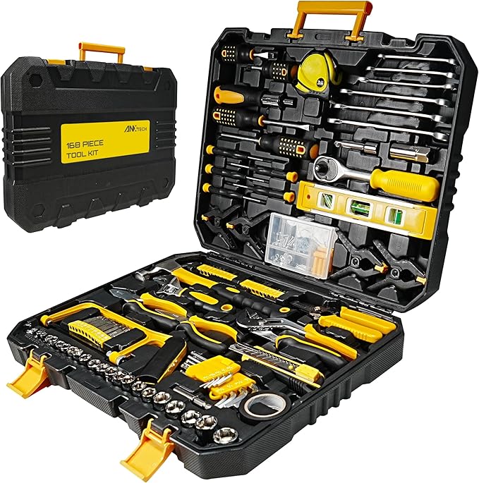 Tool Set with Screwdrivers, Ratchet Wrenches, Socket Wrenches, Hand Saw, Hammer ??General 168-Piece Tool Kit for Home, Car, Dorm, Motorcycle, Plumbing Repairs