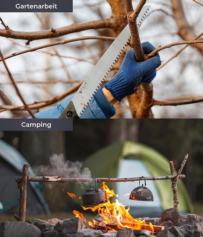 AceCamp 8 Inch Folding Hand Saw for Camping, Trees, Pruning, Hunting, Woodworking, Hiking, Trimming, Drywall, PVC, Portable and Foldable Wood Saw with Non-Slip Grip