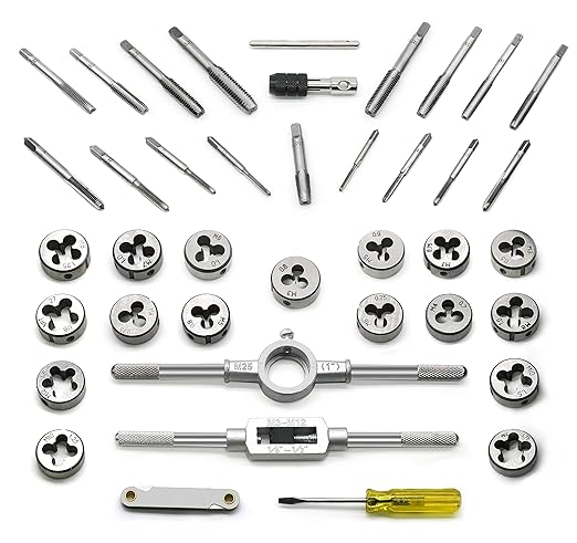 GMTOOLS 40PCS Tap and Die Set, Metric Size Standard M3 to M12, Threading Tool Set for Cutting External and Internal Threads with Adjustable Handles, Complete Accessories and Storage Case