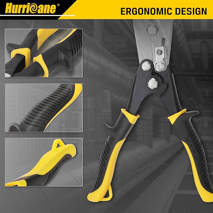 HURRICANE 5 Blade Sheet Metal Crimper. HVAC Crimping Tool for Ductwork, Downspouts & Stove Pipes. 9-1/2 inch Heavy-Duty Hand Crimper with Safety Lock. 5-Blade Sheet Metal Crimpers Tool