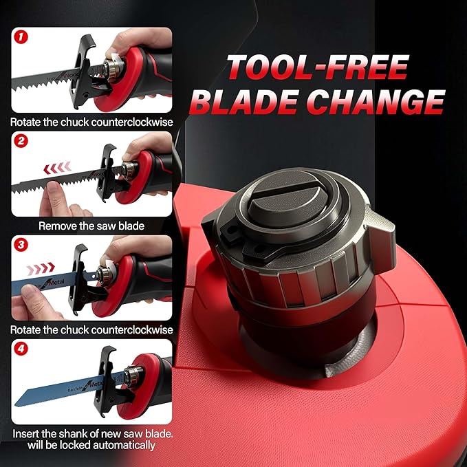 Cordless Reciprocating Saw for Milwaukee 18V Battery (without battery), 3000RPM Variable Speed Sawzall with 4pcs Zallsaw Blade, Pivoting Shoe, Keyless Blade Clamp Recipro Saw for Wood, Metal, PVC Pipe